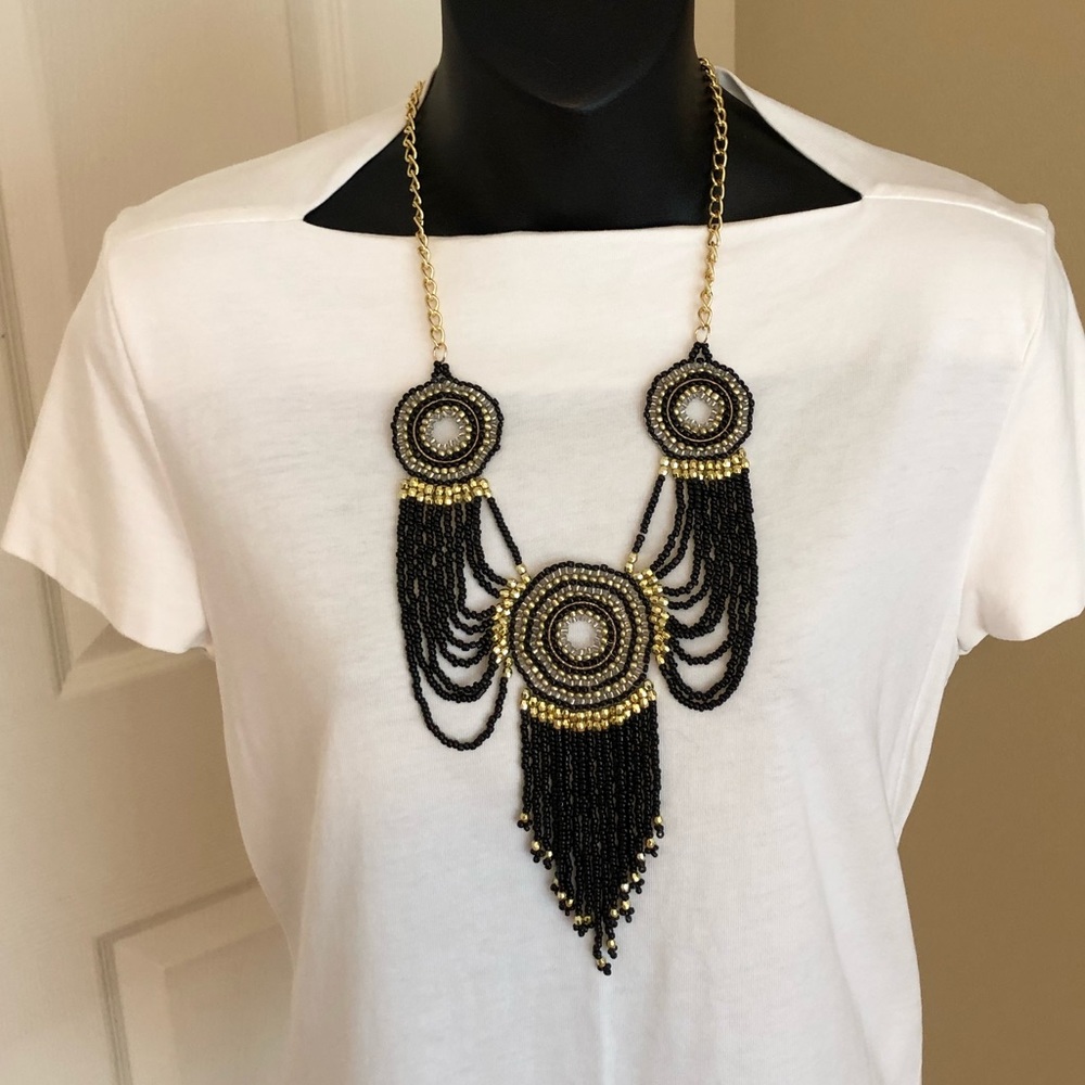 Beaded Statement Necklace And Earrings